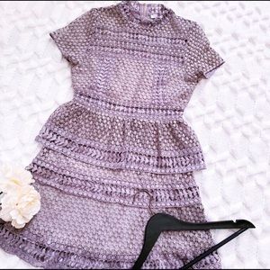 Tobi Lavender Purple Grey Crochet Tiered Dress